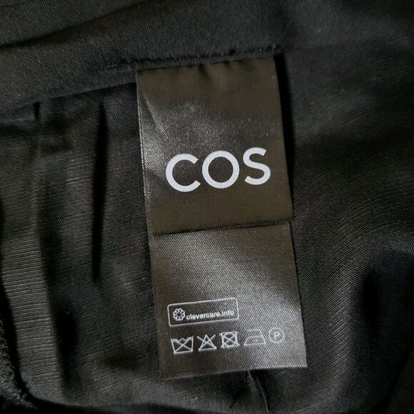 COS 4 NWT High Rise Wide Leg Pleated Linen Bl. Pants Neutral Solid Black Preppy - Picture 9 of 9